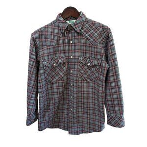 Vintage Key Men's Flannel Shirt with Ivory Snaps Size Medium